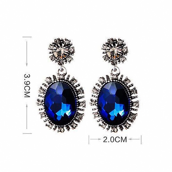 Any 2/$20! Vintage Silver Blue Crystal Drop Stud Earrings - Picture 4 of 6